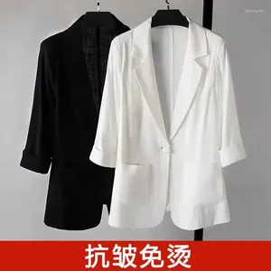 Sukienki robocze Krótkie 2024 Summer mały kombinezon Women Korean Edition Slim Fit and Schowing 7/4 Rękawy Cienki swobodny klepek przeciwsłoneczny Top