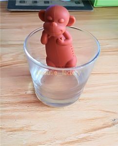 Silicone Monkey Tea Maker Infuser Tea Leaf Fogliame Spect Spect Filter Diffuser Coffee Tea Tools Regalo 4 Colori9760035