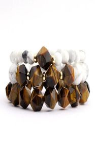 Set Of 3 Bracelets Star Cut Tiger Eye Beaded Bracelet Set For Men White Howlite Bracelet Mens Stacking Jewelry5324922