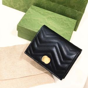 Med Box Marmont Wallet Coin Purses Card Holder Five Card Luxury Cells äkta läder Kvinnors Mens Designer Classic Cardho 3086