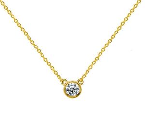 Sal 14K Gold Round Brilliant Cut Hthp Lab Grown Diamond Pendant Necklace för Prent302B24695330976