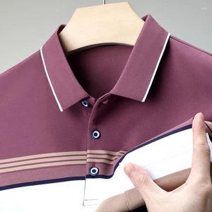 Tkany w kolorze męskim w paski koszulę polo z krótkim rękawem bawełniany letni top