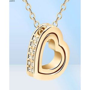 Hänge halsband hjärta halsband kvinnor silver guldpläterad designer smycken kristall hängsmycken smycken dag 148d