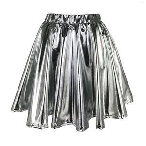 Юбки для женщин женская мода с высокой талией сплетенная сплошная короткая юбка с короткой металлической фигуристкой плед
