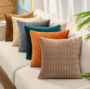 Solid color velvet press pleated pillow case sofa pillows bedside home office back cushion lumbar pillowcover1359687