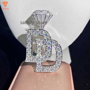 Lifeng Jewelry 925 Silver White Gold Plated Hip Hop Pendant Iced out Custom VVS Moissanite Letter Pendant Charm