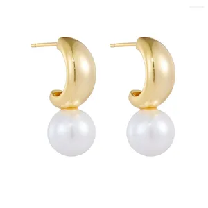 Dangle Earrings FULSUN Trendy Glossy Mother Of Pearl Ball Drop 925 Sterling Silver 14K Gold Plated Fine Jewellery Ladies Gift