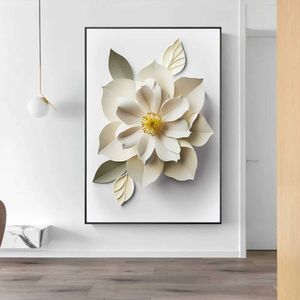 APERS Nordic Proste estetyka sztuka ścienna 3D kwiaty HD Plakat malarstwa olejnego i grafika domowa sypialnia Dekoracja Dekoracja J240505