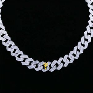 Cadena Cubana Wholesale Hip Hop Women Pink Jewelry Luxury Two Tone Gold Plated Diamond Cuban Link Chain Necklace