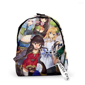 Backpack Harajuku Bênçãos para um melhor mundo Backpacks Boys/Girls School School School Print Keychains Oxford à prova d'água