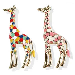 Spille giraffa per donne uomini colorati smalto per spillo animale gioielli di moda regalo per bambini squisiti accoppiamenti di abbigliamento