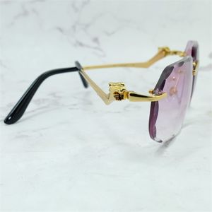 Designer Solglasögon Qanther Diamond Cut French Driving Shades Eyewear Luxury Rimless Mens Accessories Fashion Sun Glass 268y