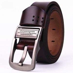 Belém de cinto de couro de designer de moda 100% genuíno de couro de vaca cinturões masculinos para homens de metal pino fivela vintage Belt Frete grátis 224J