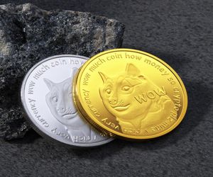 DOGE moeda Artes e artesanato Douplesididided Metal Dog comemorativo Coin Chead Medal Collection Gold Gold Silver3385791