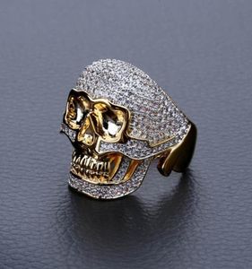 Europeiska och amerikanska vintage personlighet Punkringar smycken mode lyxguldpläterad skalle bländande kubiska zirkoniumfinger ringar 9588287