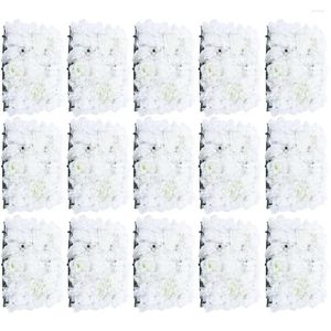 Flores decorativas 15 PCs PCS Artificial Silk Flower Wall Panel Wedding Pograph Venue Decor White