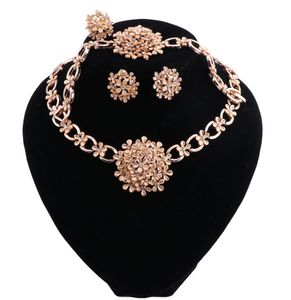 Dubai Bridal Jewelry Sets For Women Gold Color Flower Shaped Necklace Set Nigerian Wedding African Beads Jewelry Set8575301