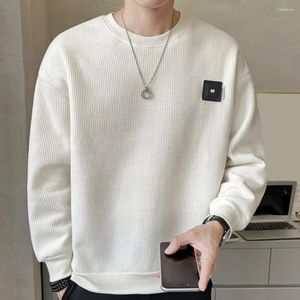 Abbigliamento da uomo con cappuccio per le felpe di base a colori massicci di base a colori rotondi a collo rotondo primaverile autunno design patch elegante