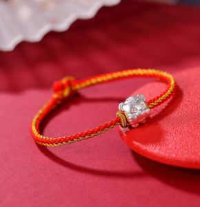 2022 Rok Tiger Zodiac Red String Charm Bracelets 999 Pure Silver Twocolor Braided Branslet9325746
