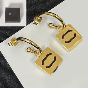 High Texture Brand Letter Studs Designer Earrings Stud 18K Gold Plated Stainless Steel Quadrate Earring Jewelry Women Accessory Wedding Gifts with Box