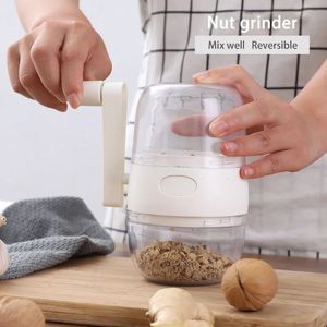 Nut Grinder Peanut Crusher Garlic Press Multifunctional Hand Shake Dry Fruits Gadget Manual Food Processor Kitchen Accessories 240423