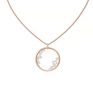 neckless for woman Swarovskis Jewelry Shijia High Edition Circle Star Embellishment Necklace Womens Swarovski Element Crystal Hollow Collar Chain