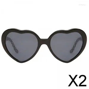 Sunglasses 2X Effect Glasses Light At Night Beautiful Love Heart Shaped Sun Black