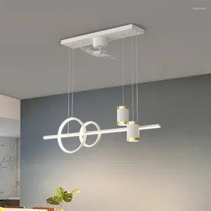 LED Işık ile Lüks Modern Tavan Fanı Yemek Oturma Odası Yatak Odası Masa Masası Loft Nordic Home Deco