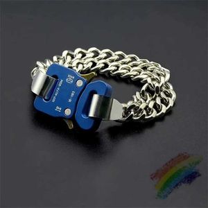 Catena 1017 ALYX 9SM Braccialetti blu a doppia catena da uomo versione Top Versione Top New Arrival Metal Chain T240429