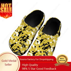 Casual Shoes Luxury Golden Floral Prints Home Clogs Custom Water Baroque Europeiska män Kvinnor Tonåring Garden CLOG Strandhål tofflor