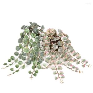 Decorative Flowers 47cm Artificial Eucalyptus Leaves Plants Wall Hanging Vines Wedding Decoration 3D Printing Simulation Plant Mini Money