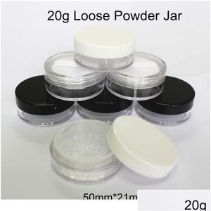 Depolama şişeleri kavanozlar 30pcs lot 20g Boş gevşek toz kavanozu Sifter Puff 20ml Plastik Plastik Kompakt Makyaj Kılıf Araçları Konteynerler Pot Tra Dhsnf