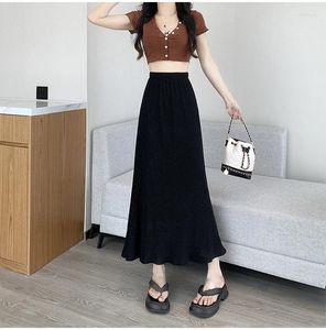 Skirts 2024 Women Summer Fashion Elastic Waist Cotail Galli di pesce Female Pacchetto Long Pacchetto Hip Ladies Solid Colore Slim B203