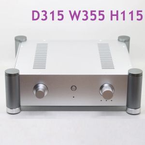 Amplifier W355 H115 D315 Aluminum PSU Power Amplifier Housing Tube Preamp Case DAC Chassis DIY Box Dual Control Balanced Decoder Enclosure