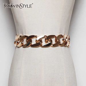 TwotwinStyle Batchwork Chain Belt for Women Hit Color Buldist Belts Female Fashion Association 2021 Style Spring Q0624 304D