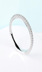 Mossan Stone Ring Women039S 18K White Gold Row Set With Micro Diamond Three Rows of Diamond Full Diamond Wedding Ring4902853