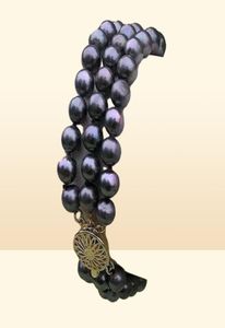 3 Стней натуральный 89 -миллиметровый браслет Tahitian Black Pearl W0123962998