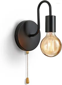 Wall Lamp Lightess Black Pull Chain Sconce With Switch Lighting Hard Wired Sconces For Mirror Bedroom Bathroom Hallway
