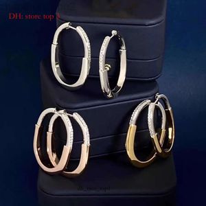 24Ss Designer Tiffanyjewelry High Version V Gold T Home Lock Earrings Women's U-Shaped Lock Buckle Light Luxury Feeling With Diamonds And Colorful Lock Earrings 2760