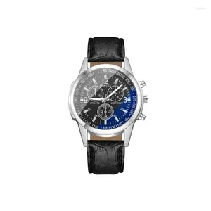 Armbanduhren mit drei Augen blau Glasgürtel Herren Uhrengeschenkmänner Männer