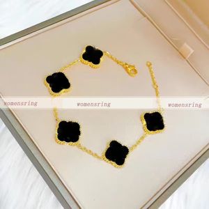 Классика 4 четыре листовых клевера Charm Chain Bracelets Braclets Chain 18k Gold Agate Shell Mother-egorl для женской свадебной мамы День ювелирных украшений. Женские подарки 290Q