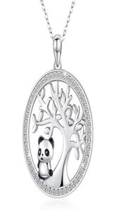 Niedliche Panda Kristall Brautkette Vintage Female Tree of Life Anhänger Roségold Silber Farbkette Halsketten für Frauen5232621