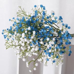 Kwiaty dekoracyjne 1PCS Gypsophila sztuczny kwiat biały różowy niebieski oddech dla dzieci plastikowy bukiet do domu Dekoracja przyjęcia weselnego