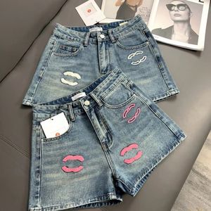 shorts women jeans designer roupas femininas canais de verão rosa toalha duas c letras b bordadas shorts de jeans bordados lazer
