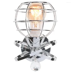 Wall Lamps Contemporary Silver Iron Ball Cage Lamp Crystal Pendant Decor Light Fixture Bedroom Kitchen Dining Room Indoor Lightin