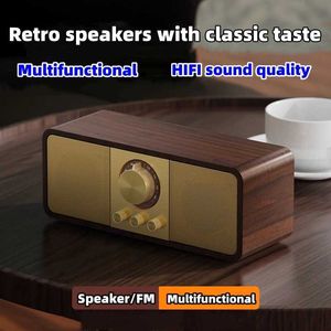 Przenośne głośniki drewniane bezprzewodowe głośnik Bluetooth Retro klasyczny głośnik subwoofer fm Radio obsługuje tfu dysk aux odtwarzanie muzyki J240505
