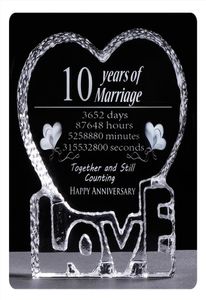 10 anni Ornamenti per l'anniversario di matrimonio per la forma di casa Crystal Crystal Heart Forme Gifts for Lover Wedding Favors Presents4989364