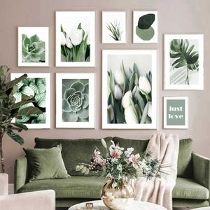 Apers Tulip Cactus Tequila Monstera Leaves Plant Wall Art Printmaking Canvas Painting Nordic Posters装飾的な画像リビングルームJ240505