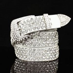 Cinto de couro genuíno do crocodilo para mulher designer de luxo feminino Sparkling diamantes cheios de zircão 110cm 3 6 pés fivela ajustável fivela 252k
