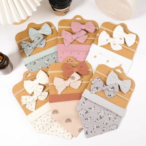 3pcsset muslin cotton baby bibs bound bow